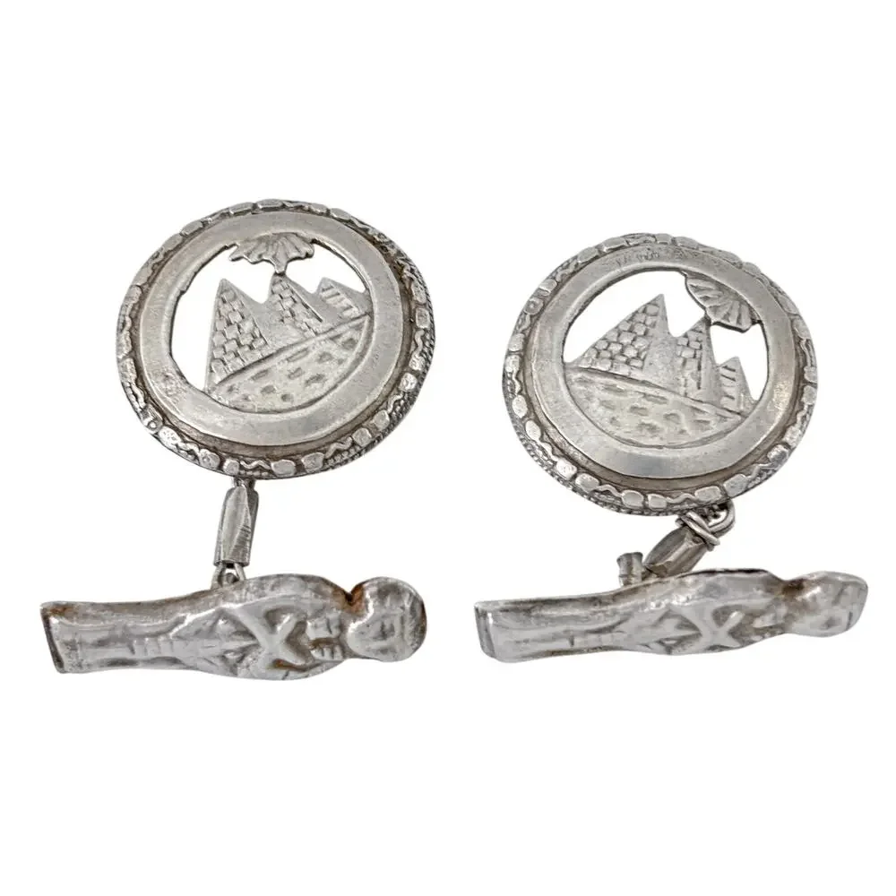 Vintage Sterling Silver 925 Egyptian Revival Cuff Links